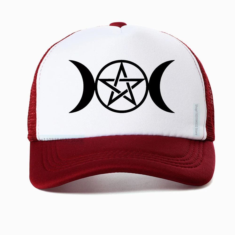 Triple Moon Goddess Wicca Pentacle Cartoon Baseball Cap