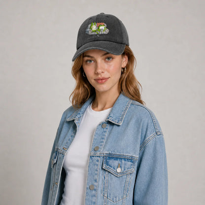 Bookish Frog Character Graphic Baseball Cap