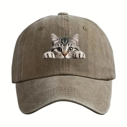 Trend Embroidery Cat Baseball Cap Adjustable Breathable Feral Trucker Hat