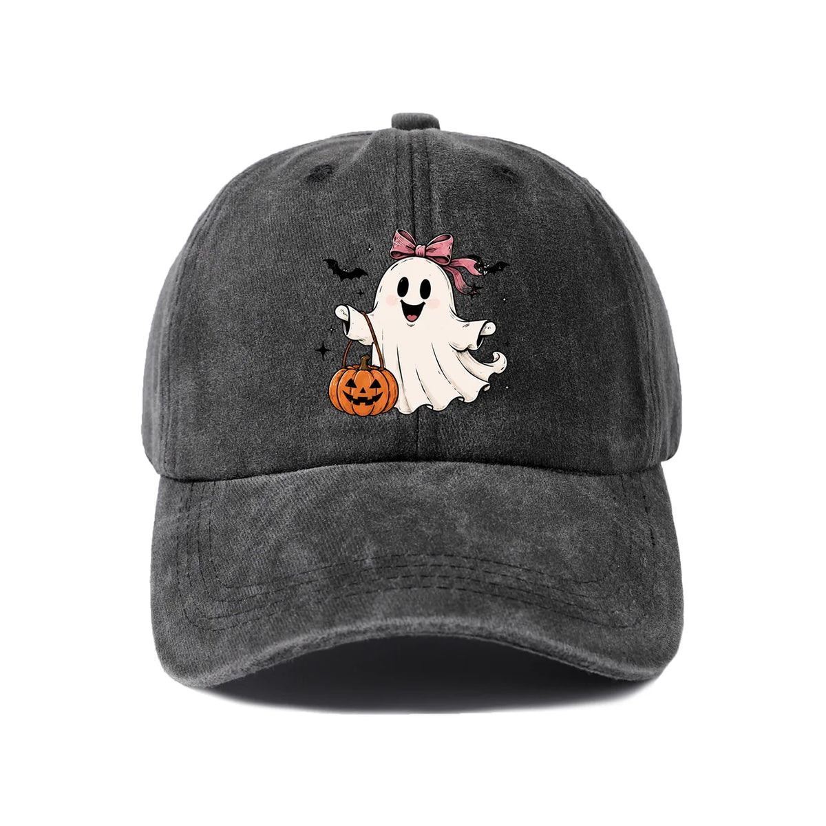 Witch Ghost With Pumpkin Graphic Baseball Cap