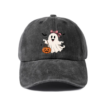Witch Ghost With Pumpkin Graphic Baseball Cap