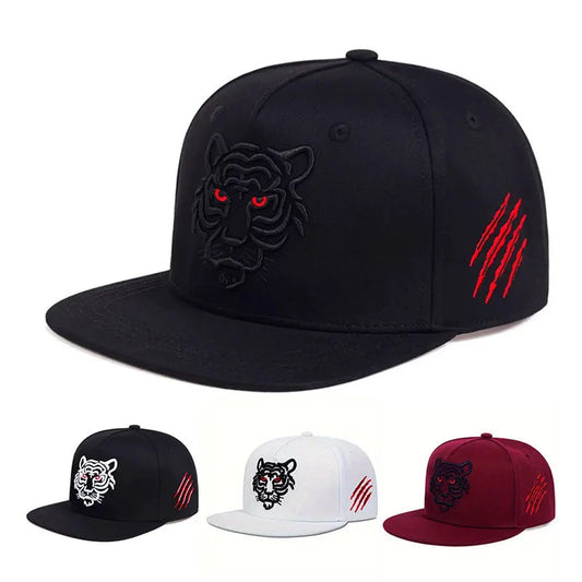 New Cotton Black Tiger Embroidery Baseball Cap