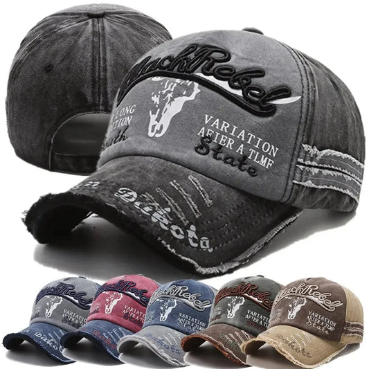 Unisex Washed Cotton Vintage Cap Letter Embroidery Baseball Cap
