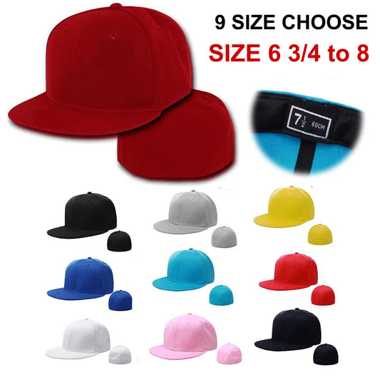 Full Closed Fitted Cap Hat New York Size Plus Large Trucker Men Bill Hip Hop Plain