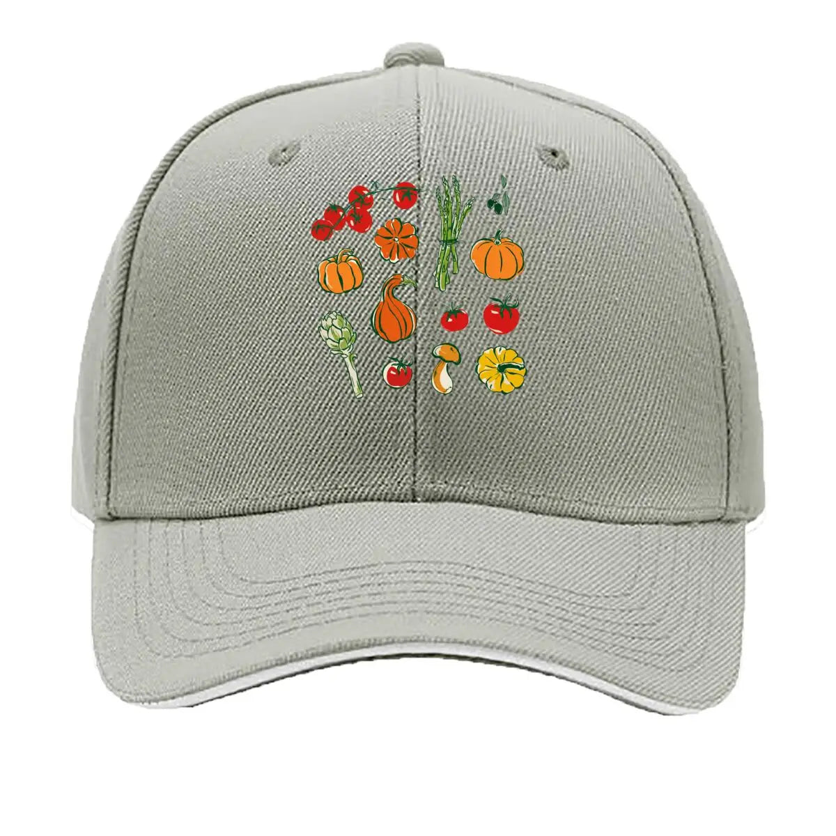 Vegetable Fruit Tomato Pumpkin Asparagus Artichoke Mushroom Olive Illustration Baseball Cap