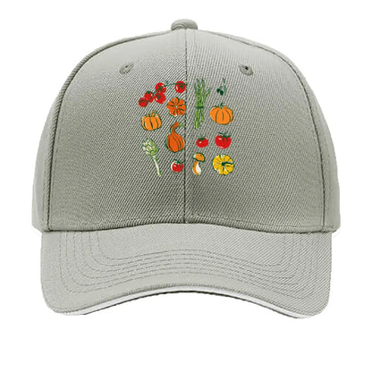 Vegetable Fruit Tomato Pumpkin Asparagus Artichoke Mushroom Olive Illustration Baseball Cap