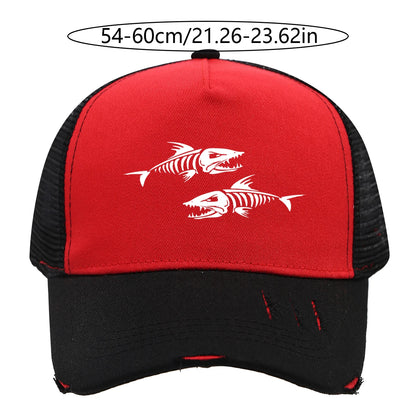 'Fishing' Pattern Print Design Baseball Cap