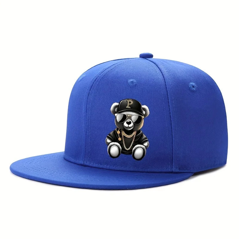 Adjustable Cartoon Bear Printed Hip Hop Baseball Cap Snapback Hat