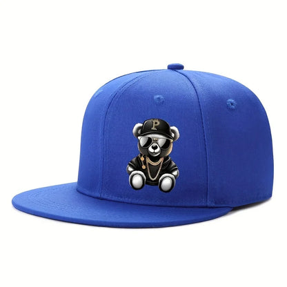 Adjustable Cartoon Bear Printed Hip Hop Baseball Cap Snapback Hat