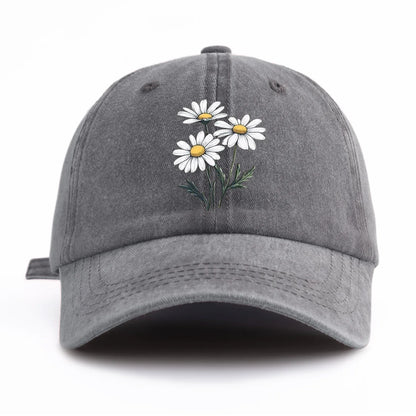 Flower Print Washed Baseball Cap For Adults