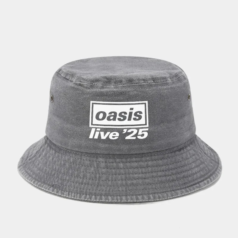 NEW OASIS Printed Washed Bucket Hat Men Women Party Music