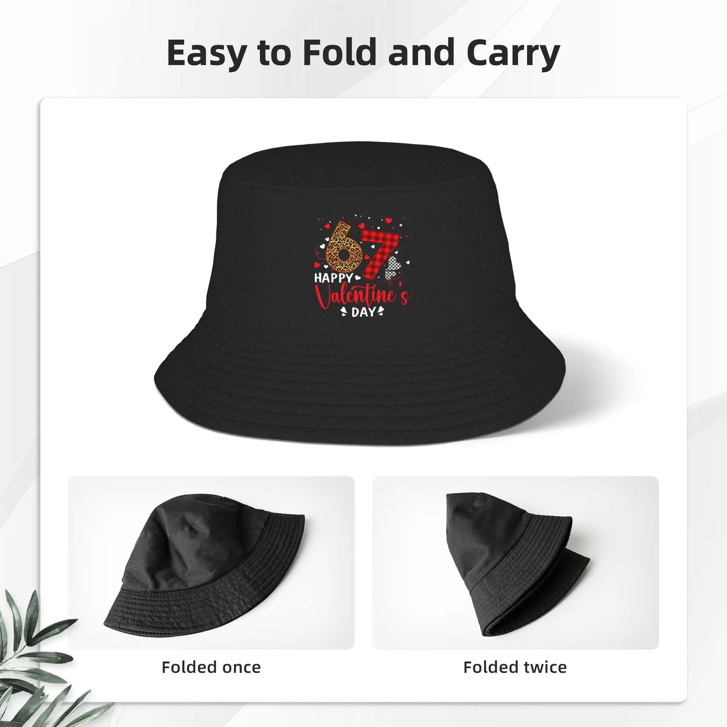 Happy 67 Valentine‘s Day Leopard Plaid Six Seven Bucket Hat