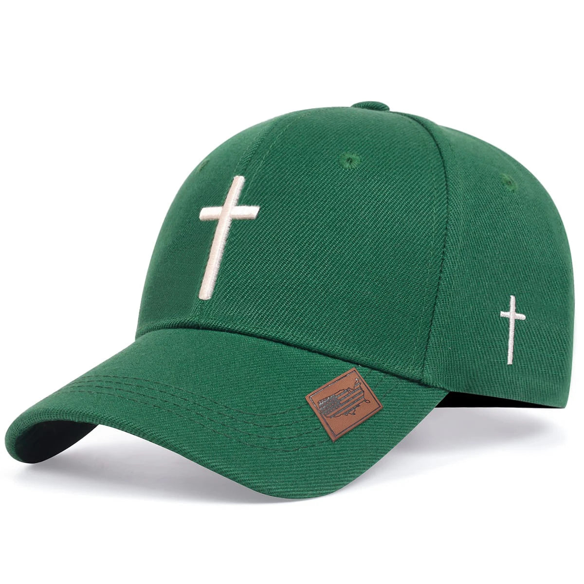 Unisex Cross Embroidery American Flag Label Baseball Caps