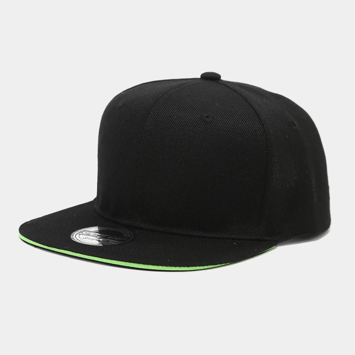 New Flat-Brim Hip-Hop Hat Solid Black Sun Hat Men Women Snapback Cap