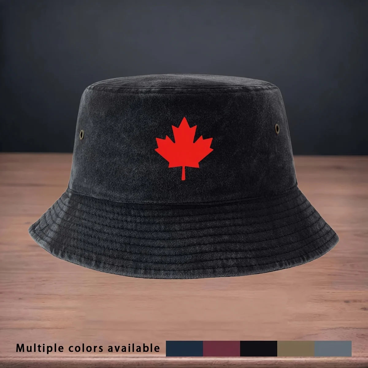 High-quality Printed Red Maple Leaf Pattern Bucket Hat