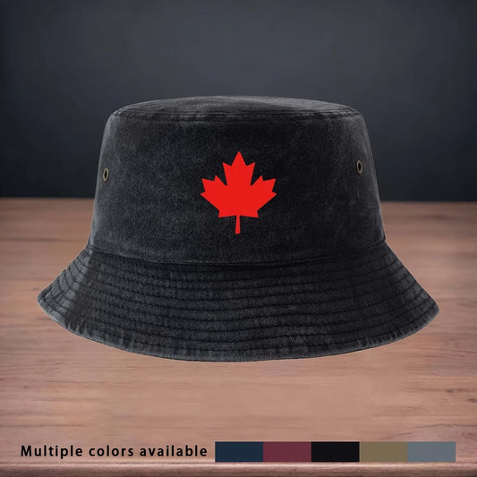 High-quality Printed Red Maple Leaf Pattern Bucket Hat