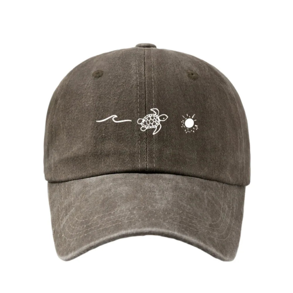 Fashion Wave Turtle Baseball Caps Sun Protection Adjustable Sunscreen Hats Men Women