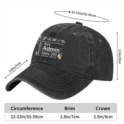 Linux Kit Infographic Sys Admin Penguin Baseball Cap Men Hats Women