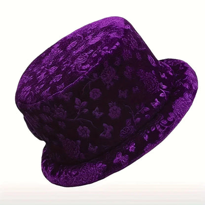 Elegant Floral Printed Women's Bucket Hat With Butterfly Buckle