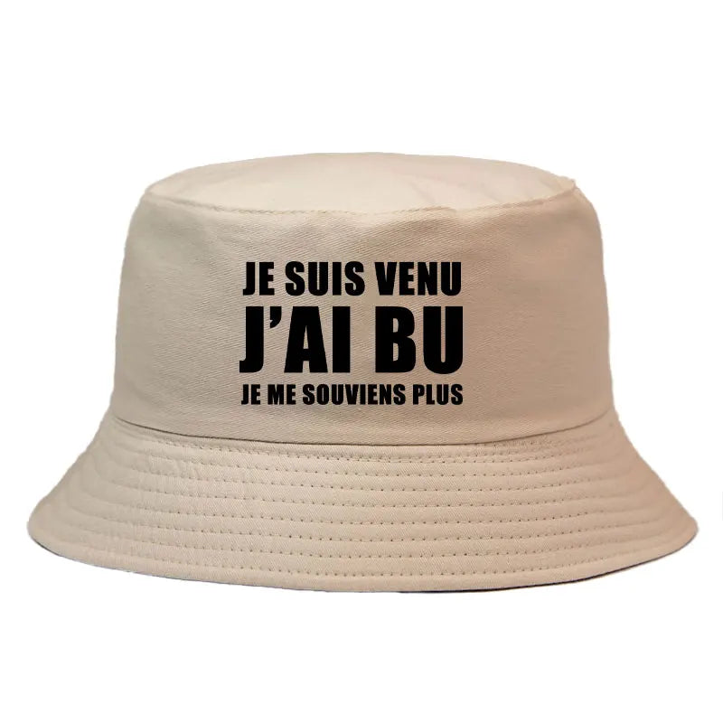 Chapeau Bob Réversible Je Suis Venu J’ai Bu Je Me Souviens Plus 8 Couleurs Adult Bucket Hat