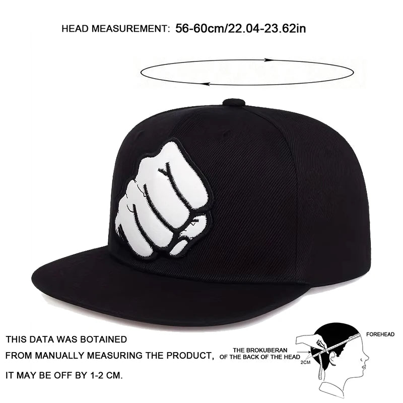 Unisex Fist Leather Label Snapback Cap Hip-hop Hats Spring And Autumn Outdoor