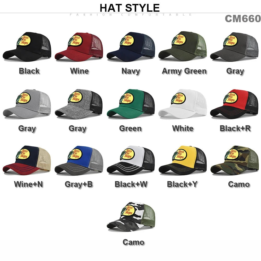 Bass Football Baseball Caps