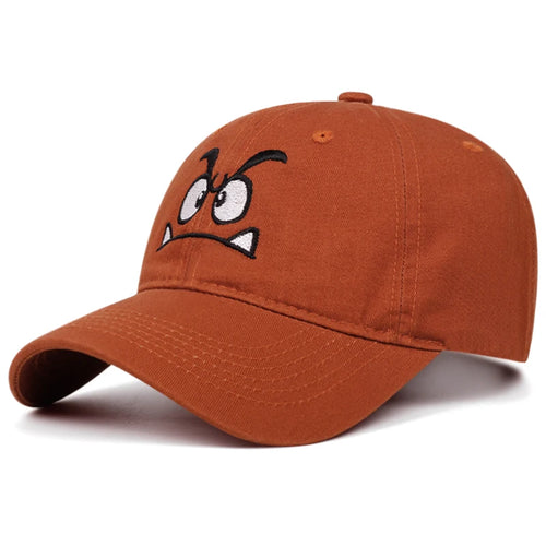 Angry Expression Washed Embroidered Cowboy Baseball Caps Men Women
