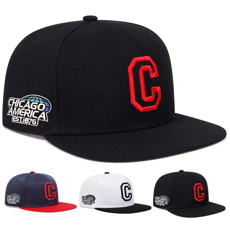 Unisex CHICAGO Embroidery Baseball Cap Cotton Snapback Hats