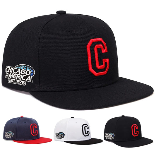 Unisex CHICAGO Embroidery Baseball Cap Cotton Snapback Hats