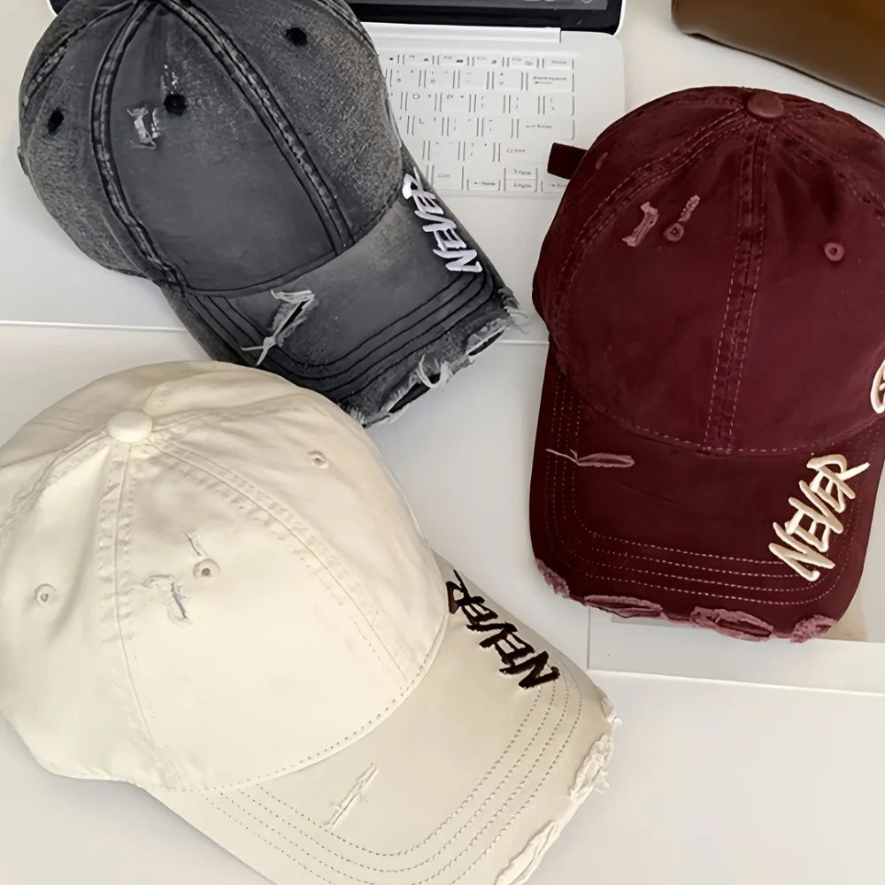 American-Style Frayed Hole-Sided Three-Dimensional Baseball Cap