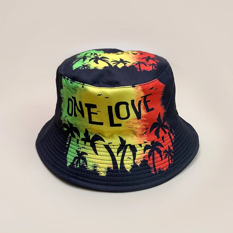 Print Lion Graffiti Letter Bucket Hats New Unisex Fisherman Caps