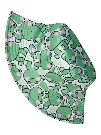 Cartoon-Style Playful Frog Bucket Hat