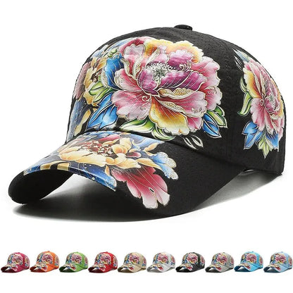 Flower Sun Hats Printed Chinese Style Floral Sun Hats Baseball Hat