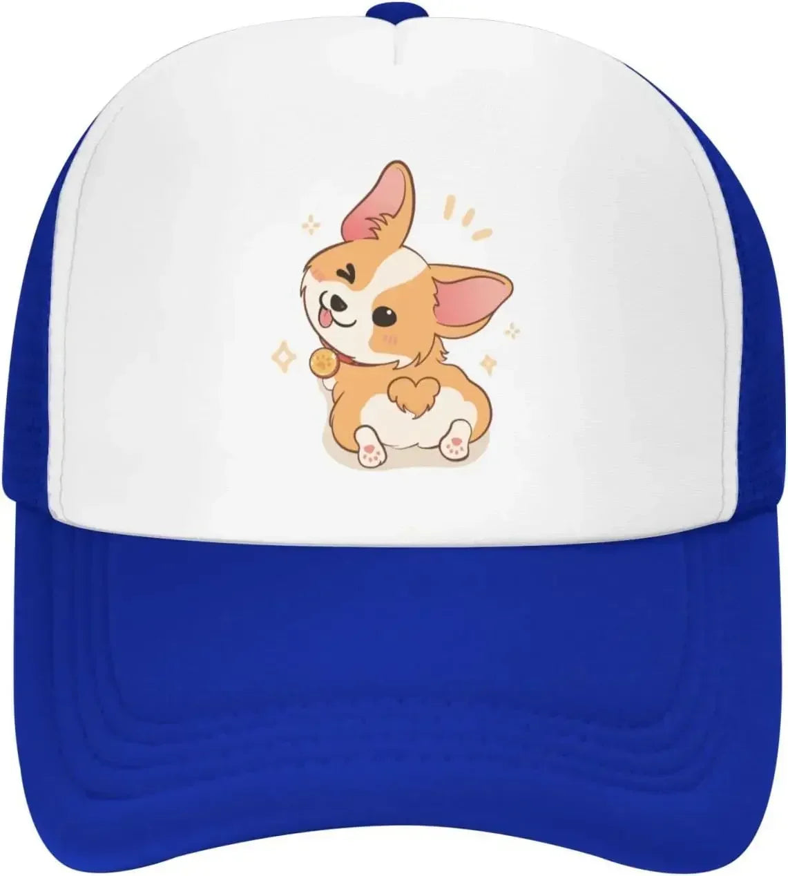 New Mesh Dad Hat Adjustable Washed Cute Corgi Cartoon Baseball Cap