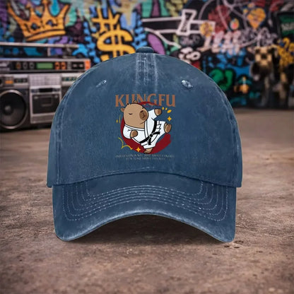 Kung Fu Capybara Washed Baseball Cap