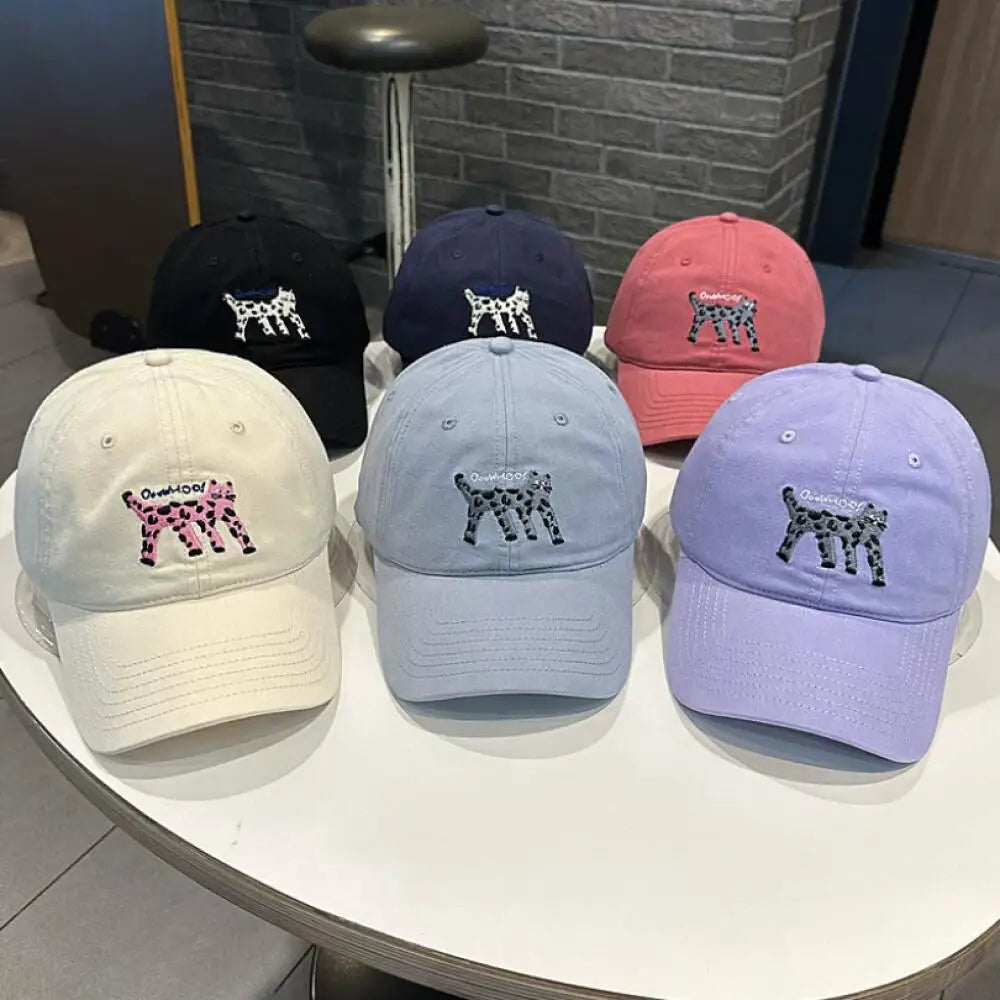 Cat Embroidered Cotton Mesh Baseball Cap