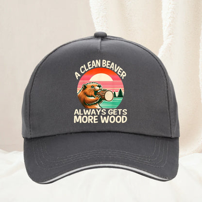 A Clean Beaver Always Gets More Wood Funny Adult Joke Graphic Baseball Cap