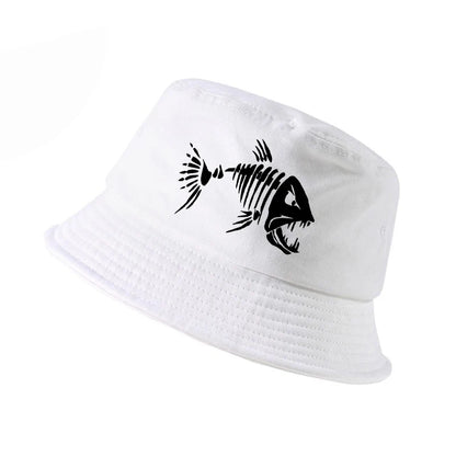 Men Outdoor Fishing Cap Bucket Hat Golf Hunting Caps With Cartoon Fish Bones