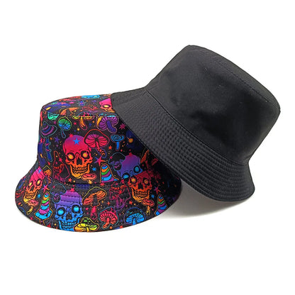 Skull Mushroom Pattern Bucket Hats