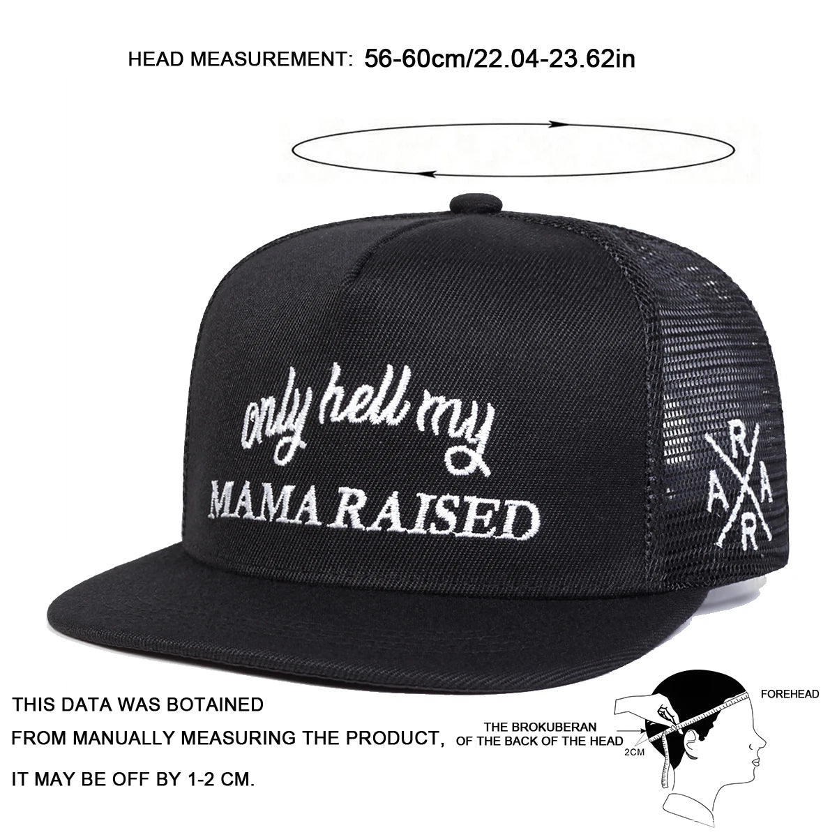 Unisex Only Hell My Mama Raised Embroidery Hip-Hop Hats Snapback Caps Sunscreen Hats