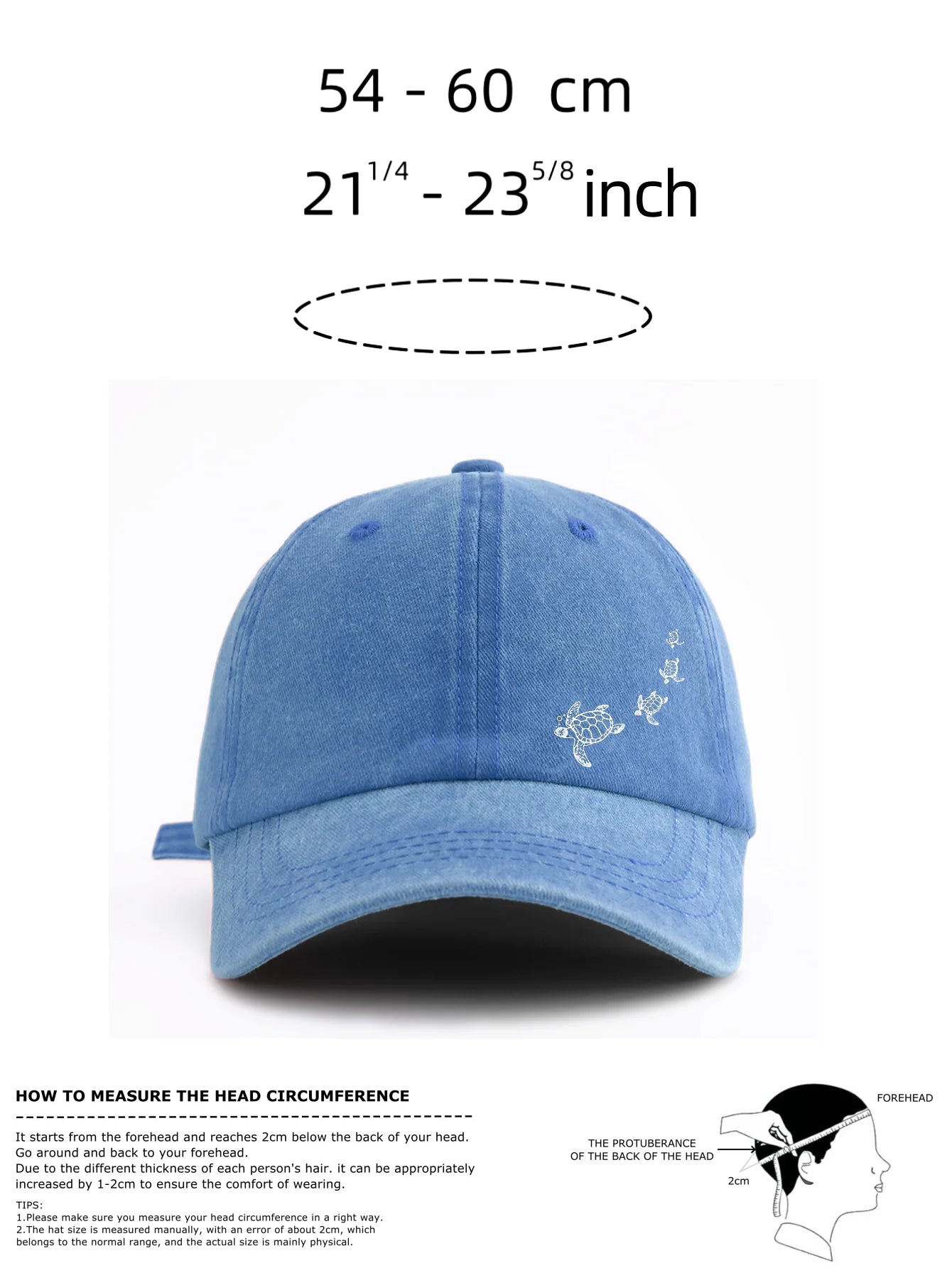 Turtle Print Washed Baseball Cap For Adults