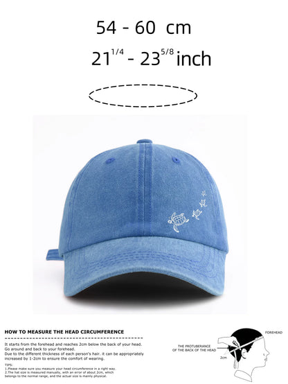 Turtle Print Washed Baseball Cap For Adults