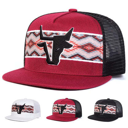 Unisex Head Embroidery Hip-hop Net Hats