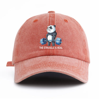 STRUUGLE REAL Print Washed Baseball Cap