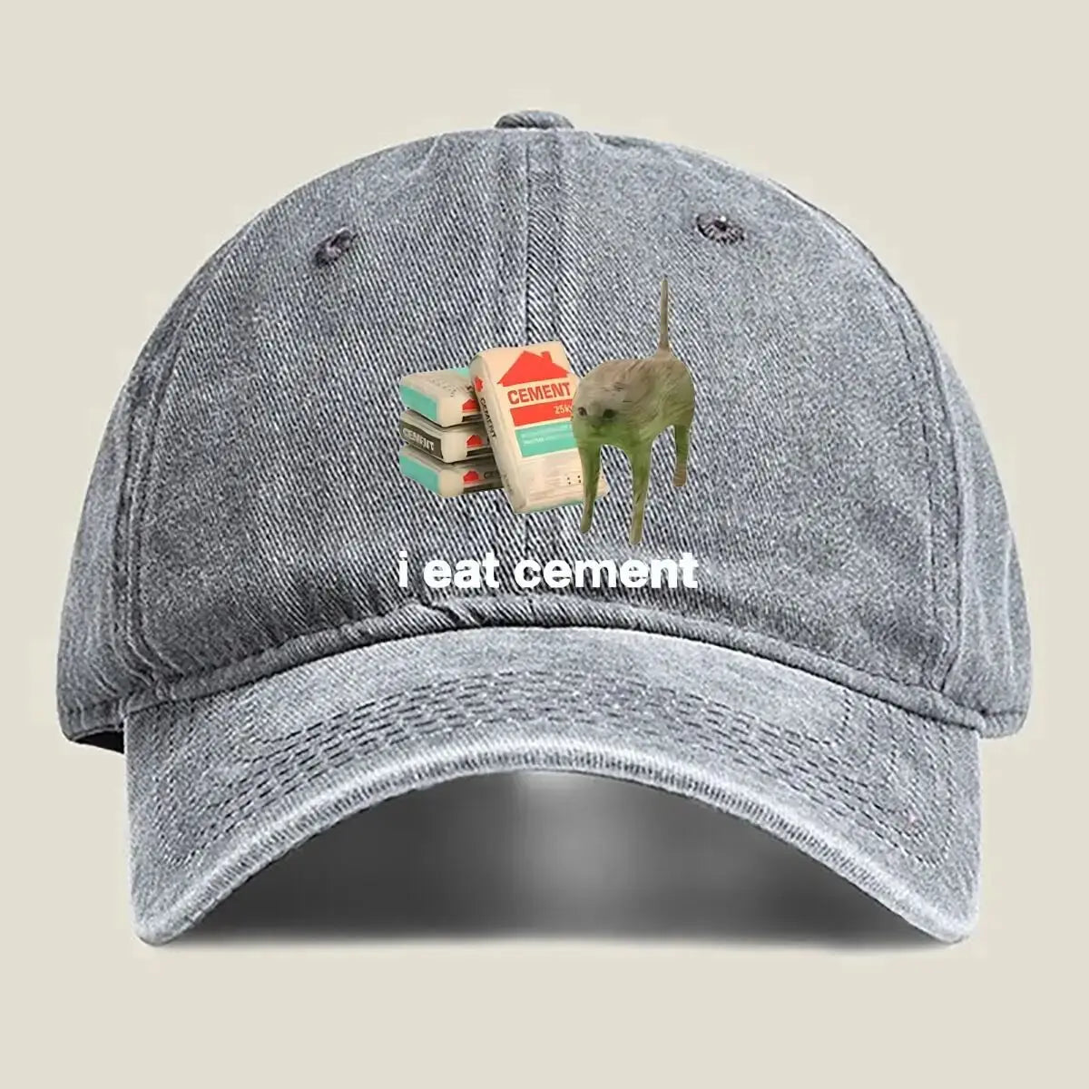 I Eat Cement Humorous Cat and Cement Design Humorous Baseball Cap
