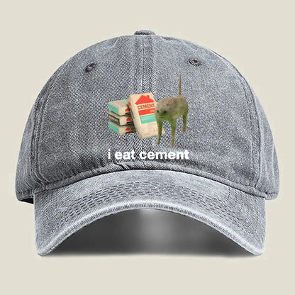 I Eat Cement Humorous Cat and Cement Design Humorous Baseball Cap