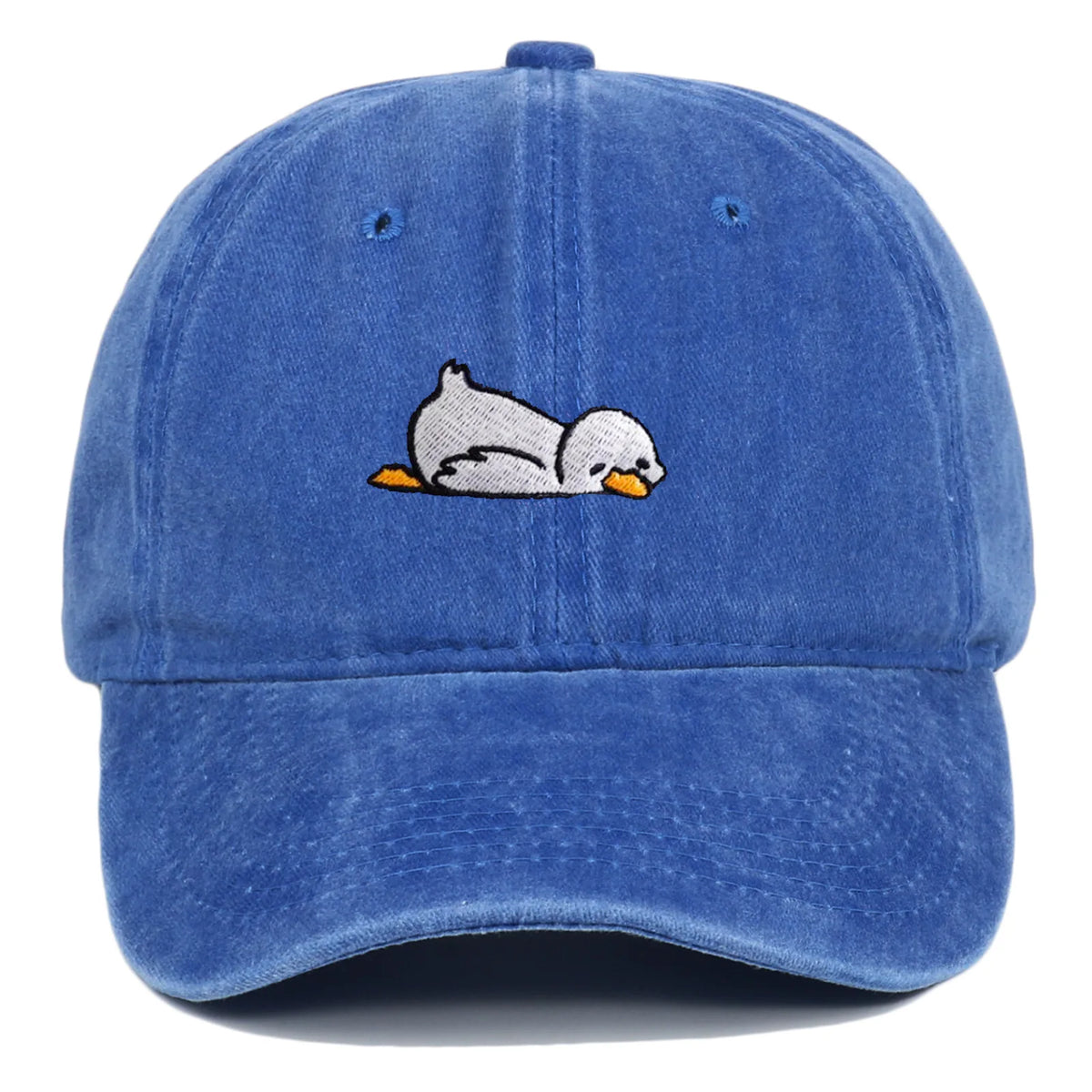 Cute Lazy Duck Washed Embroidery Baseball Hats