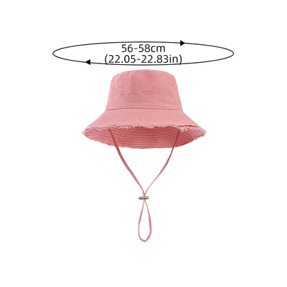 Summer Fisherman Cap for Women Korean Pink Large-Brimmed Bucket Hat