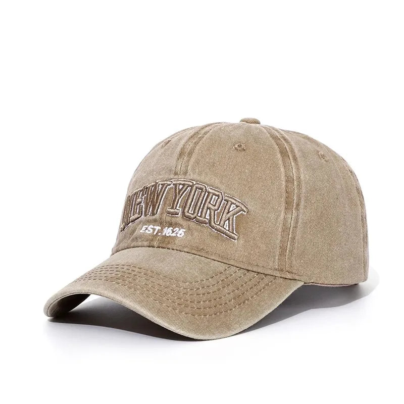 New York Washed Cotton Baseball Cap Hats For Women Men