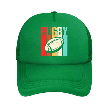 Retro Rugby Graphic Mesh Baseball Cap